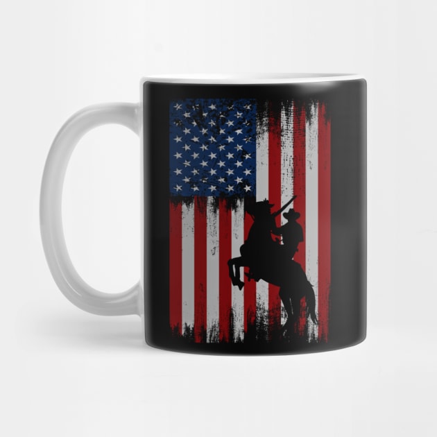 cowboy american flag vintage usa  cowboy Rodeo Roping Horse Riding by JayD World